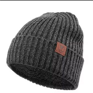 Gray Ribbed Knit Beanie